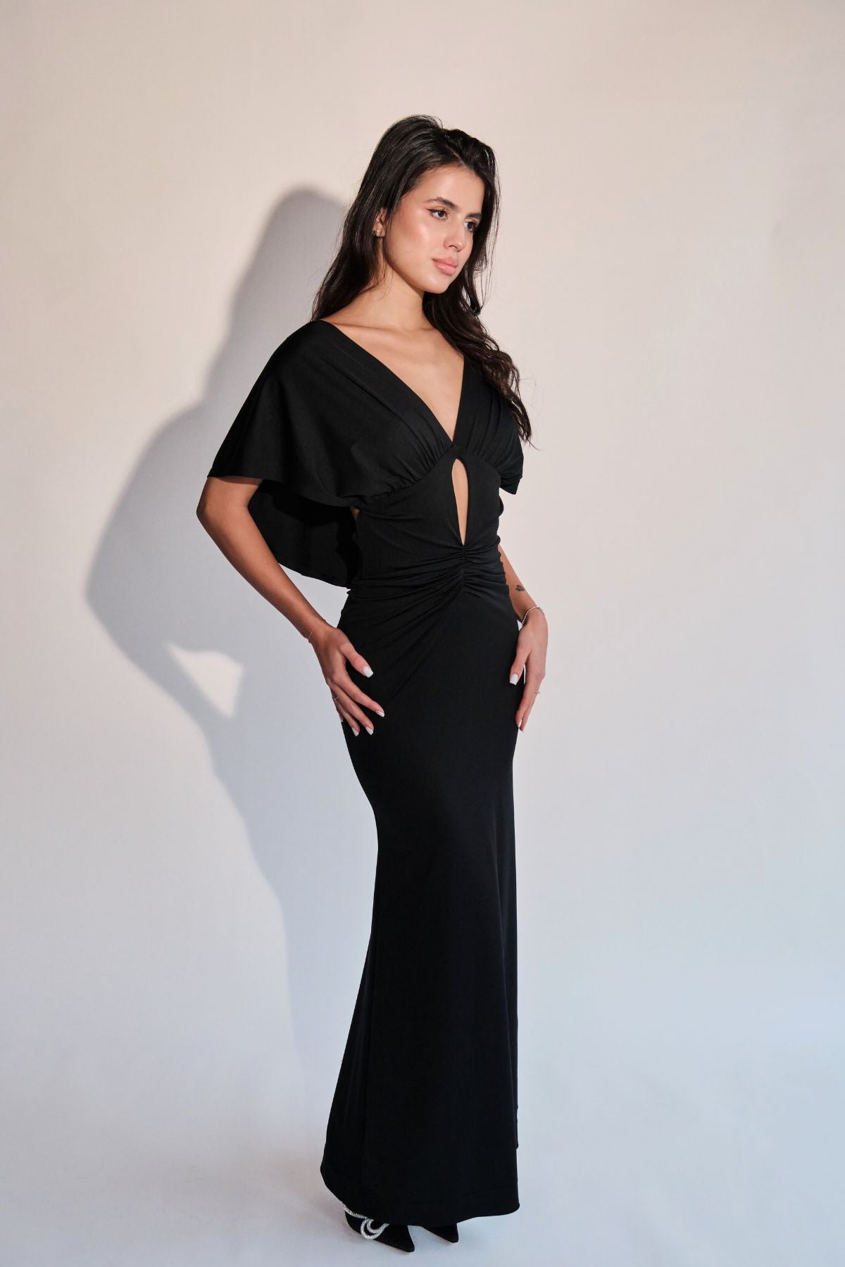 Black Cape Maxi Dress S E D U Z Black Cape Maxi Dress S E D U Z