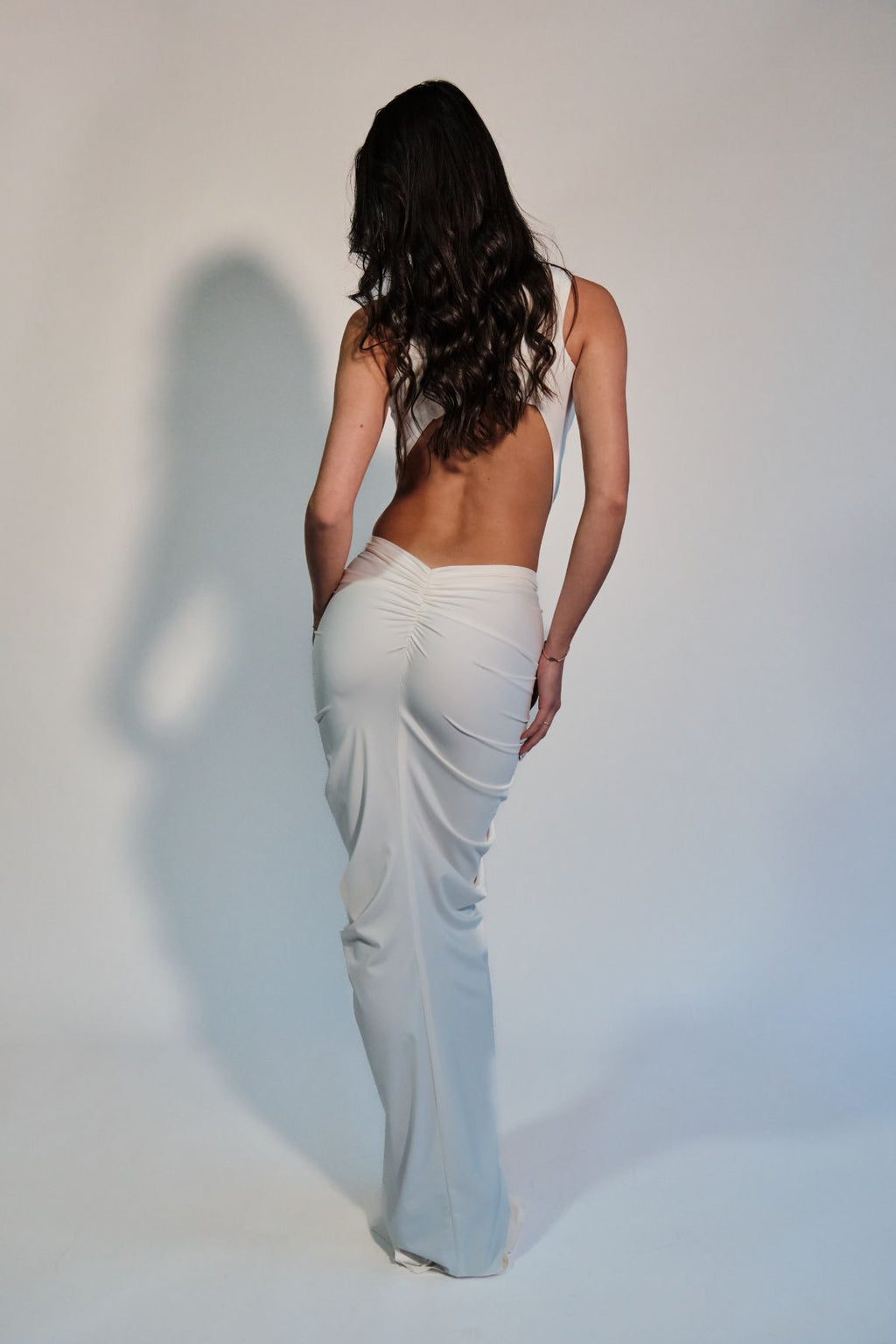 White Draped Maxi Dress