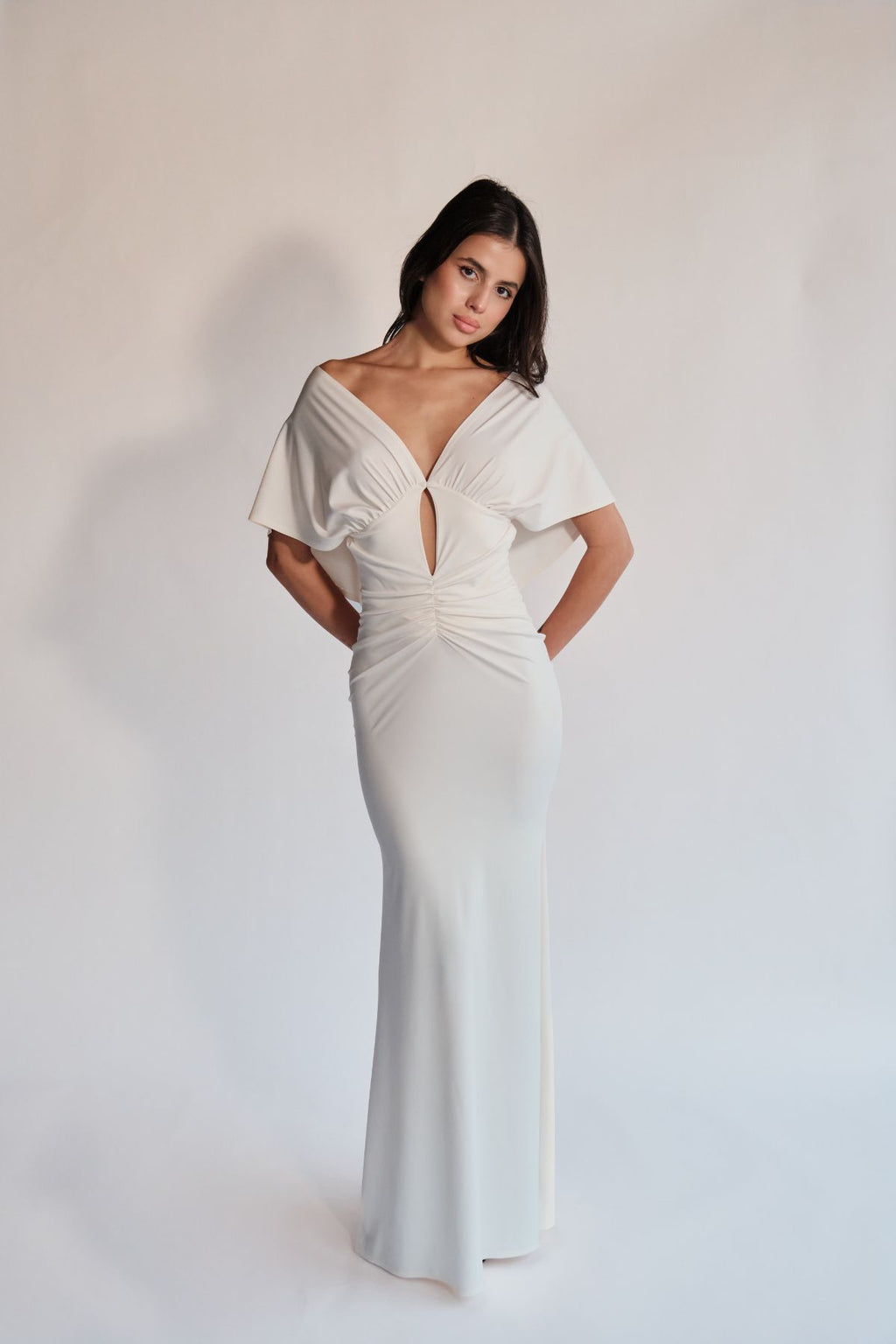 White Cape Maxi Dress