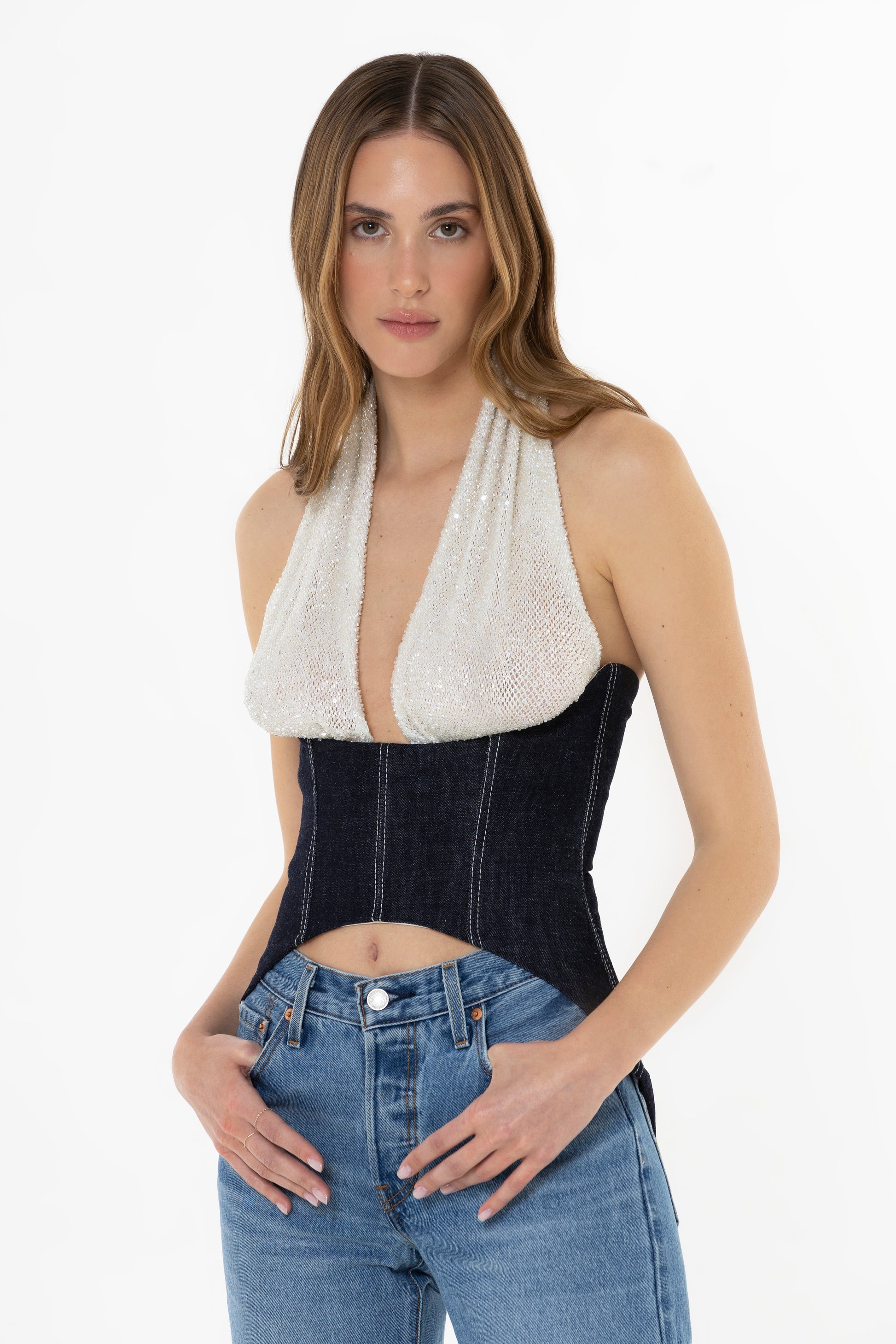 The Corset In Crystal Denim