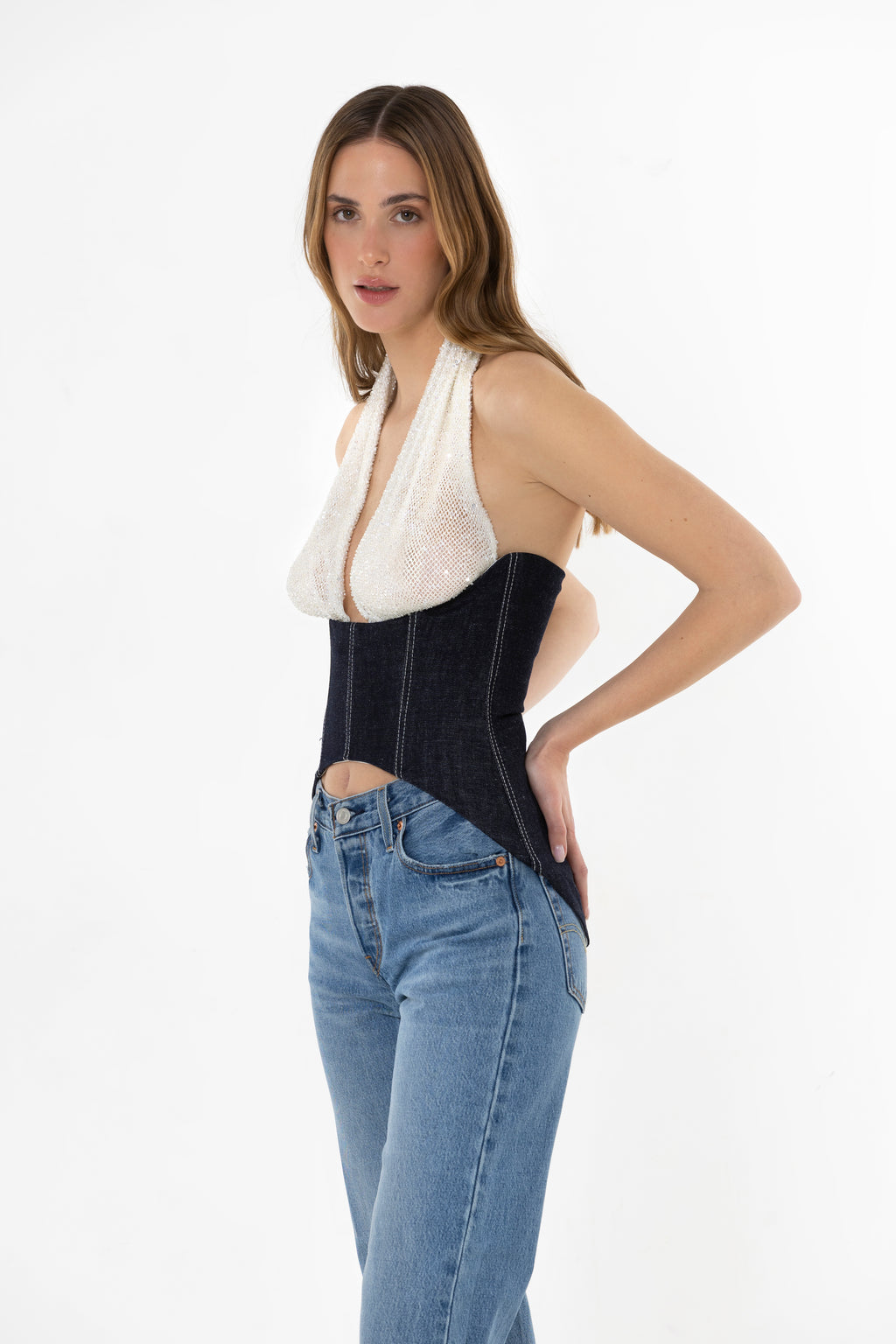The Corset In Crystal Denim