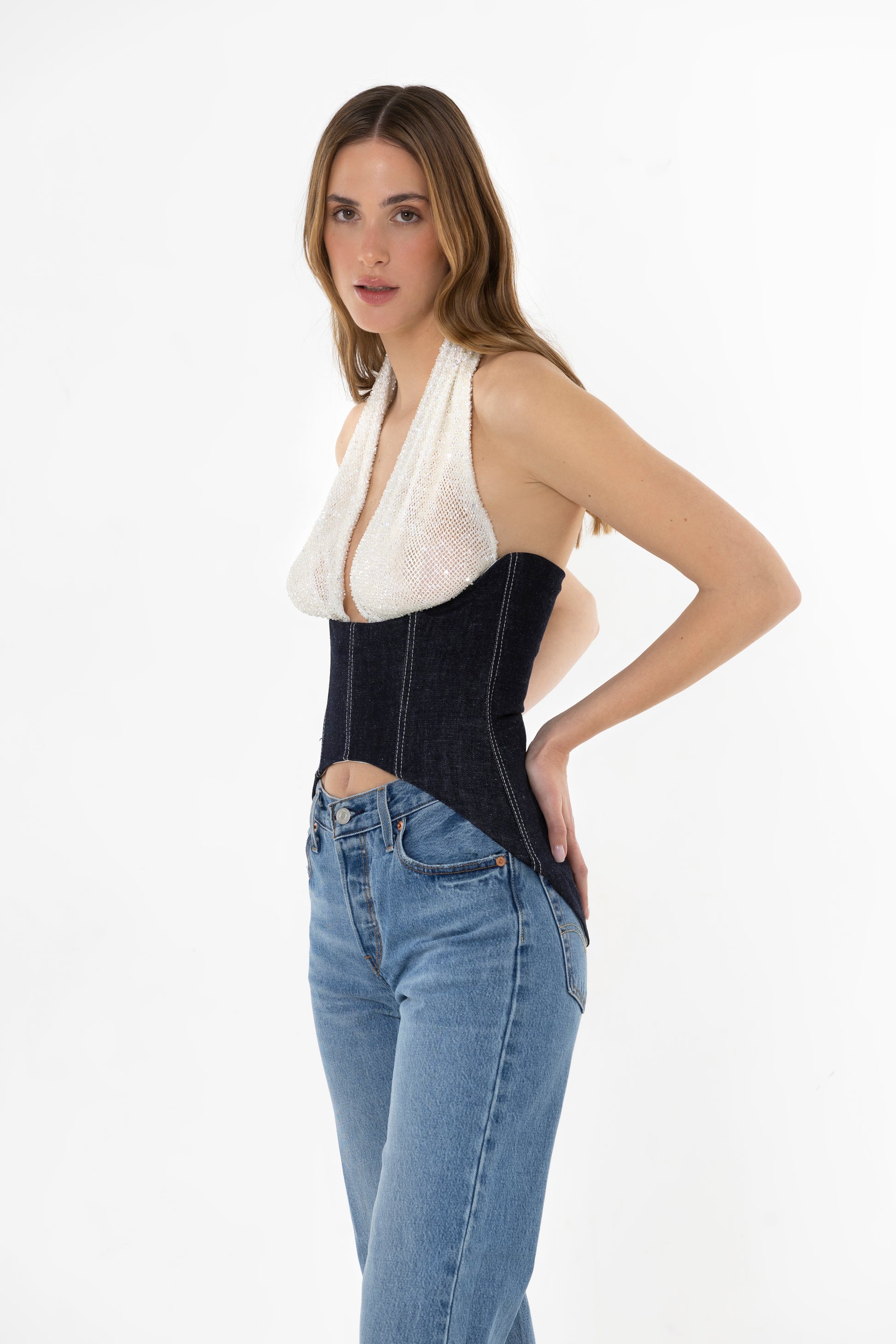 The Corset In Crystal Denim
